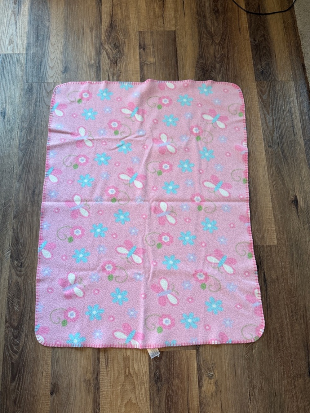 Garanimals Pink Butterfly Flower Baby Blanket Fleece Blue White Purple Floral